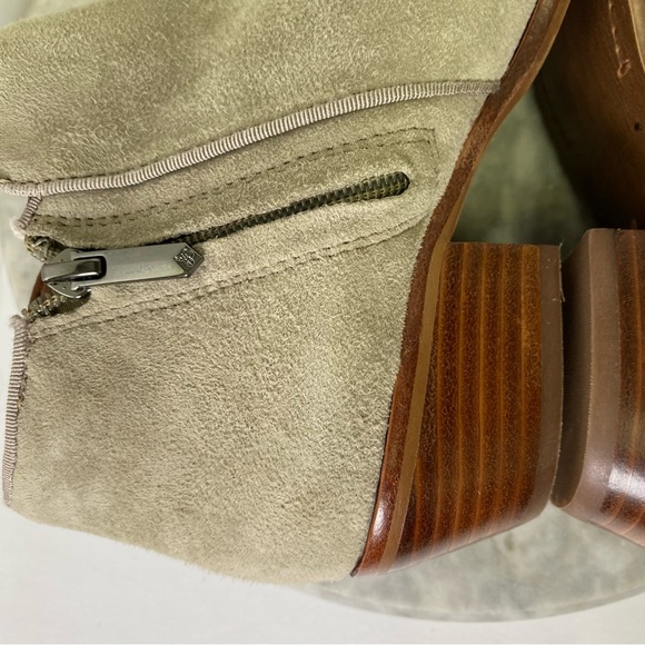 Sam Edelman Petty Suede Ankle Boots Taupe Gray Tan 7 Side Zipper - Picture 5 of 12